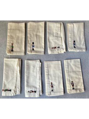 World Market Nutcracker Napkins Yellow Christmas Set of 8 Embroidered Party